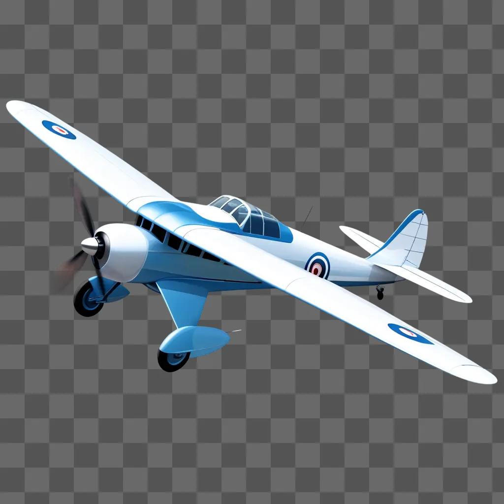 cartoon airplane with a blue background and white propeller