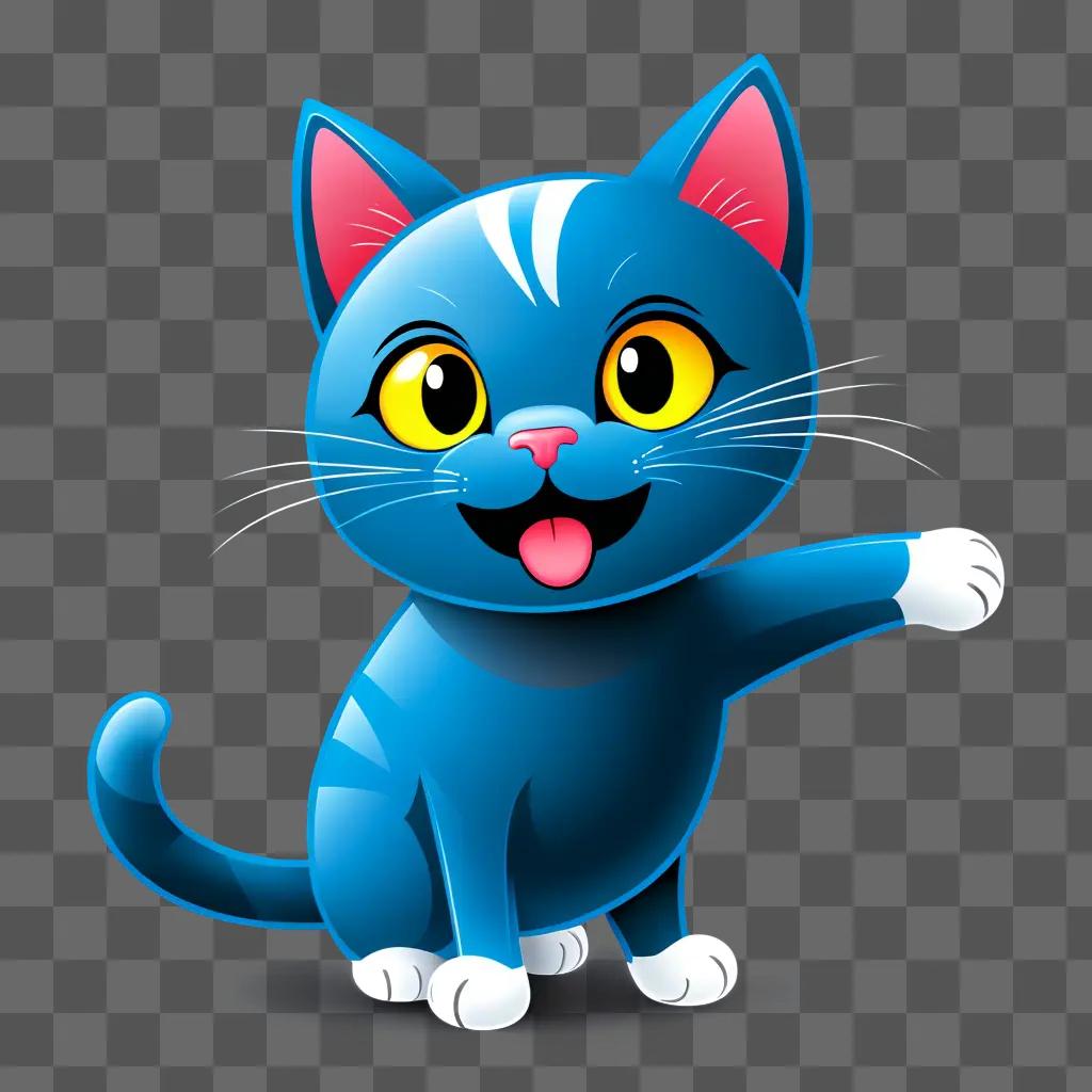 cartoon blue cat with a big smile