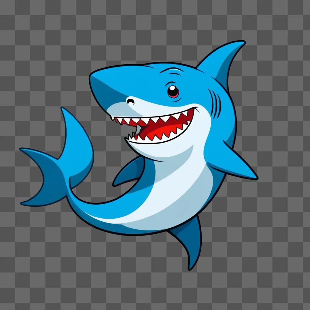 cartoon blue shark with a happy mouth