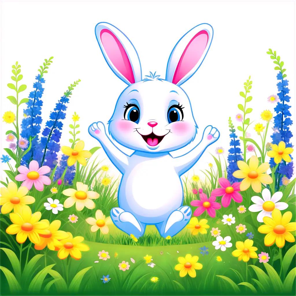 cartoon bunny jumping in the grass