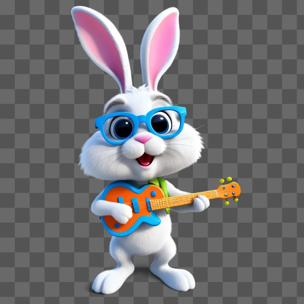 cartoon bunny plays a guitar