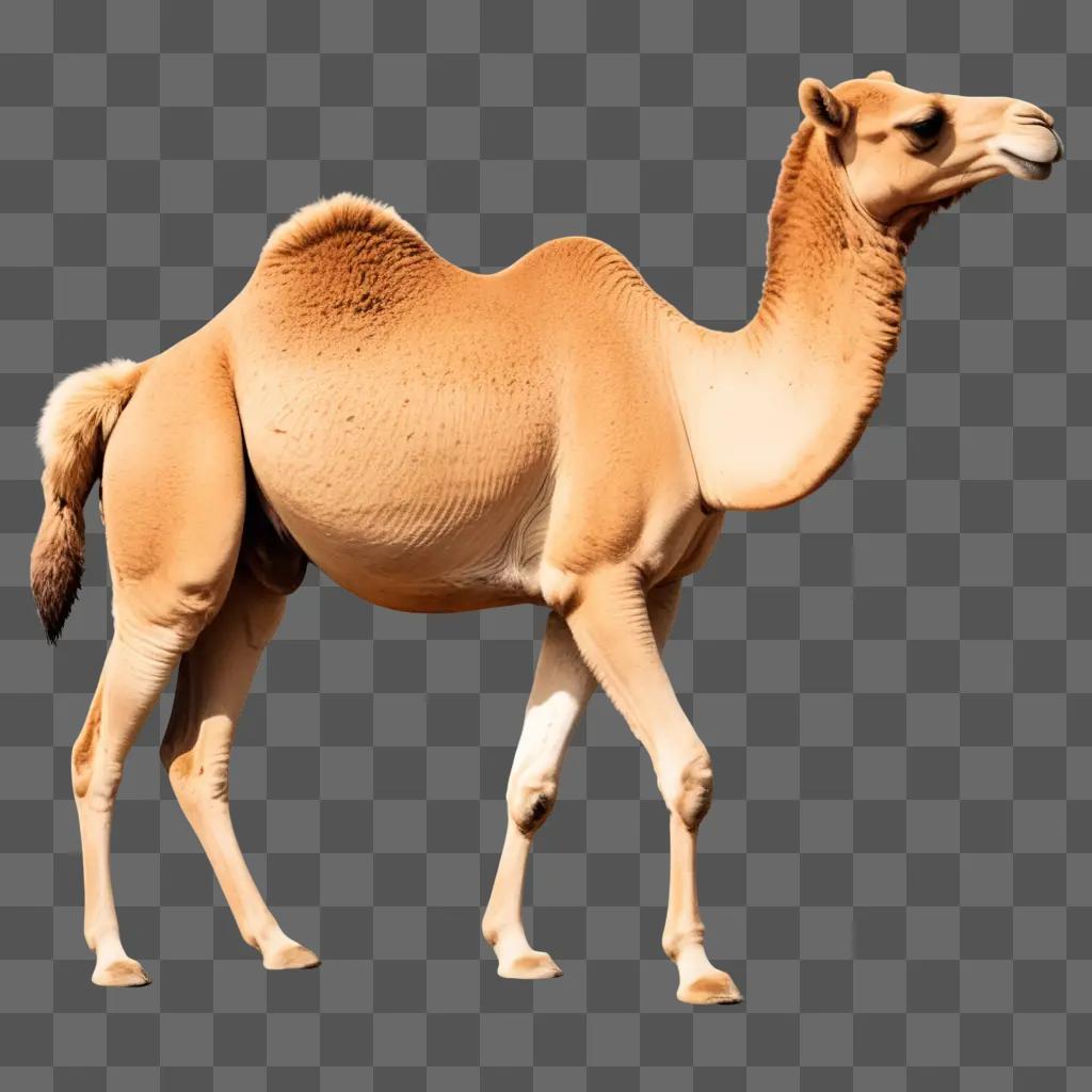 cartoon camel is drawn on a beige background