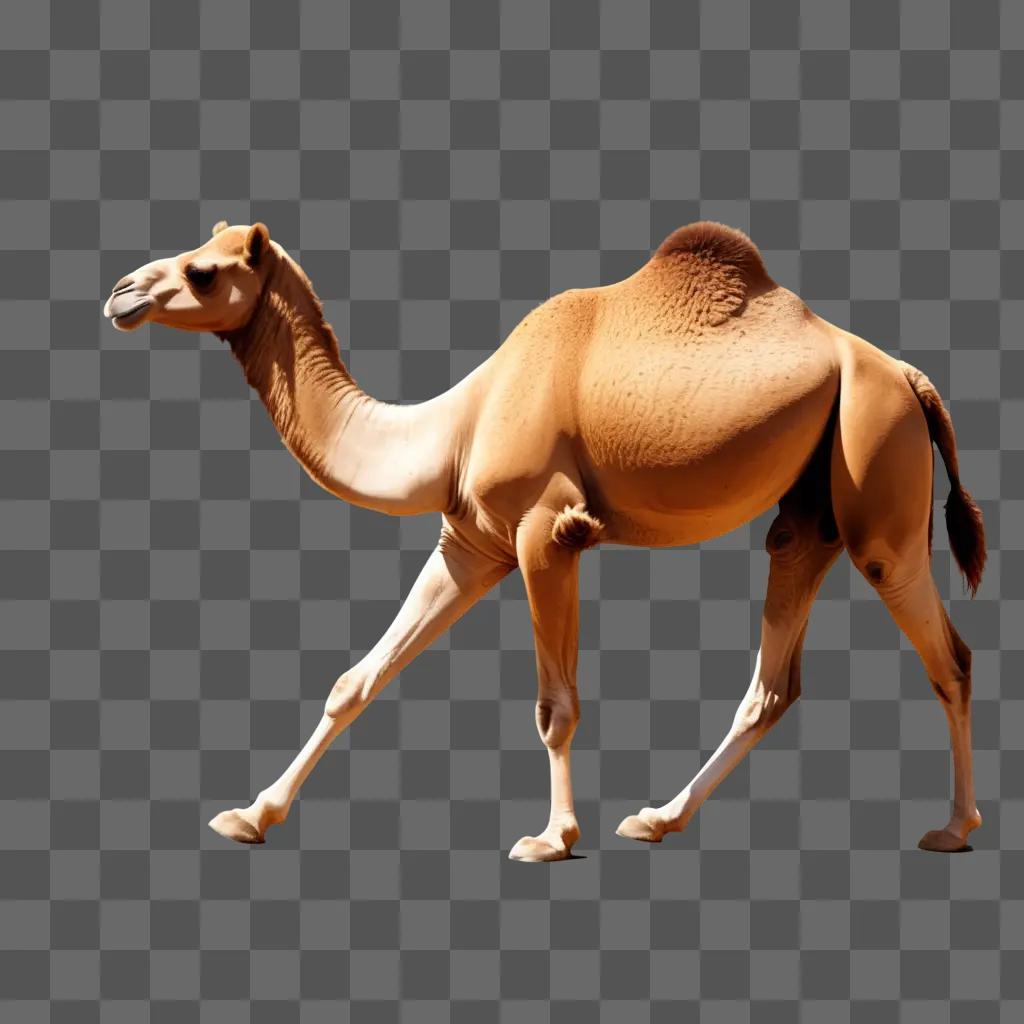 cartoon camel walking on a brown background