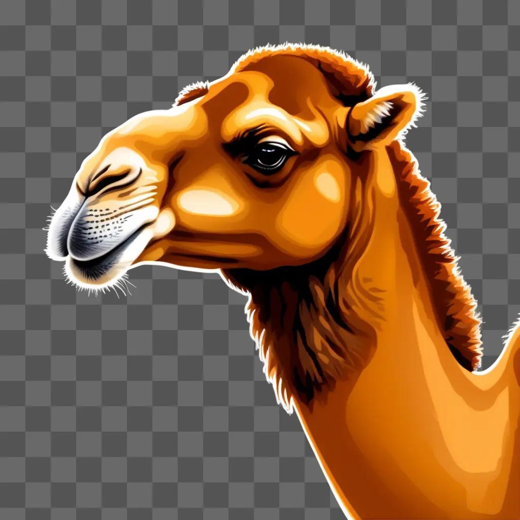 cartoon camel with colour drawing on a brown background