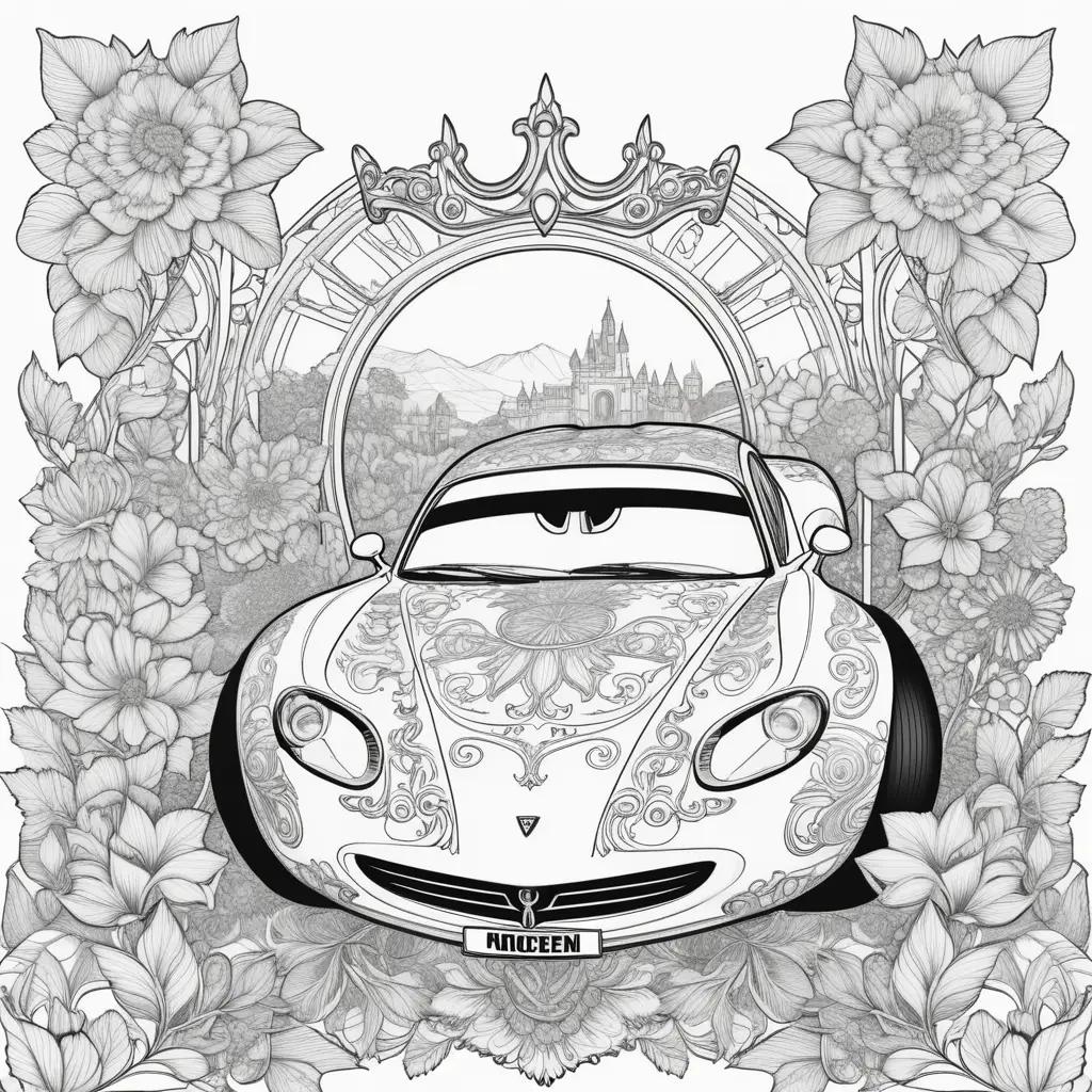 cartoon car with a crown on its head