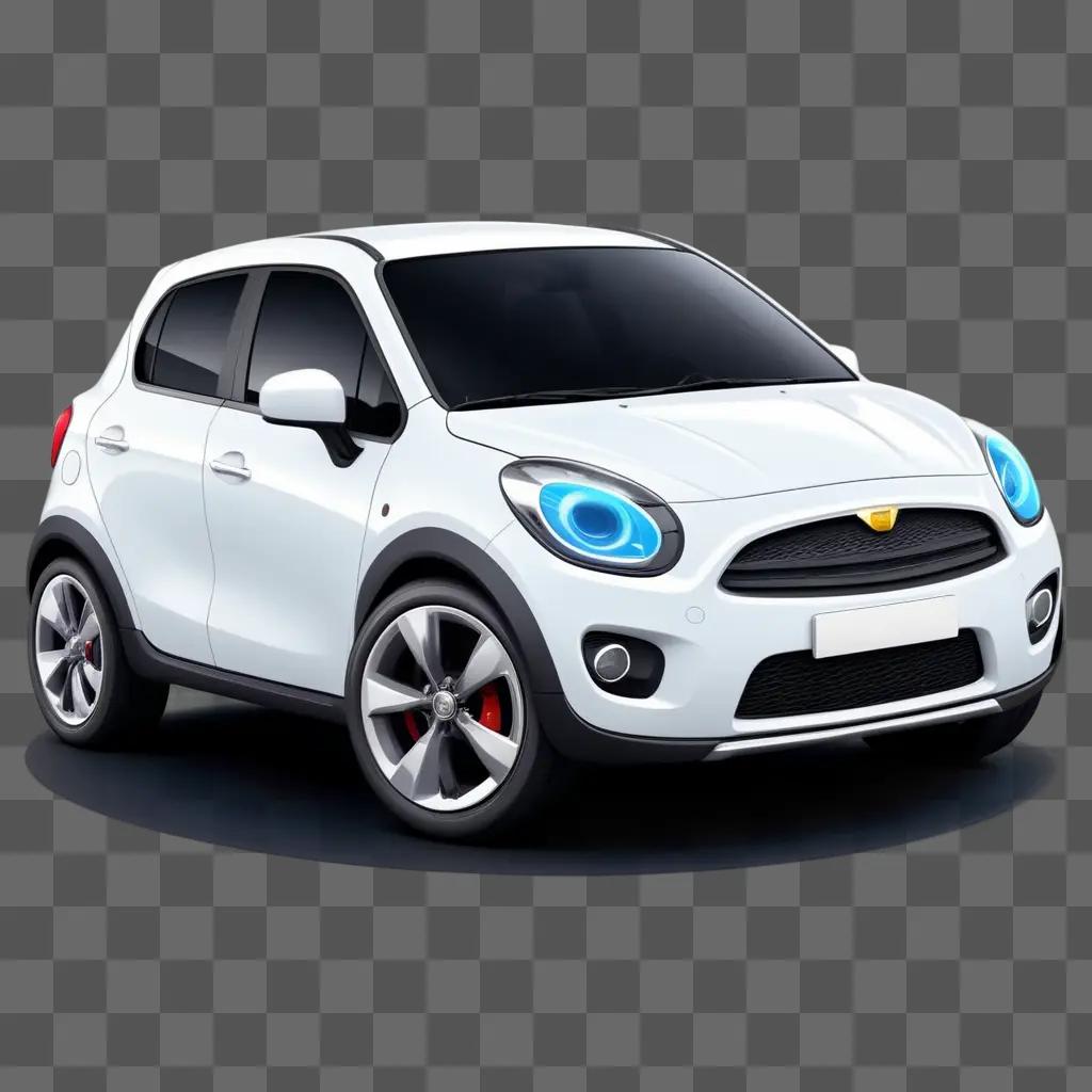 cartoon car with blue lights is on a gray background