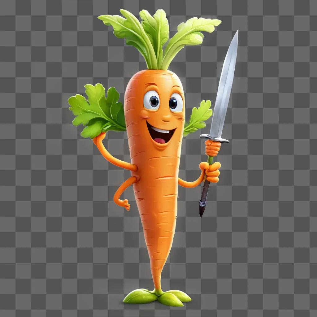 cartoon carrot drawing A carrot with a sword in his hand