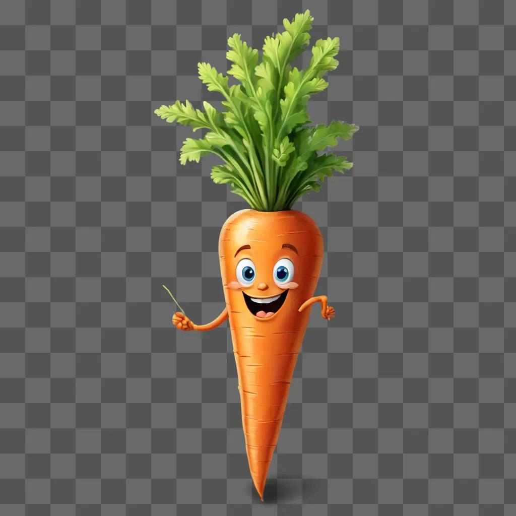 cartoon carrot drawing A cartoon carrot is holding a green stick