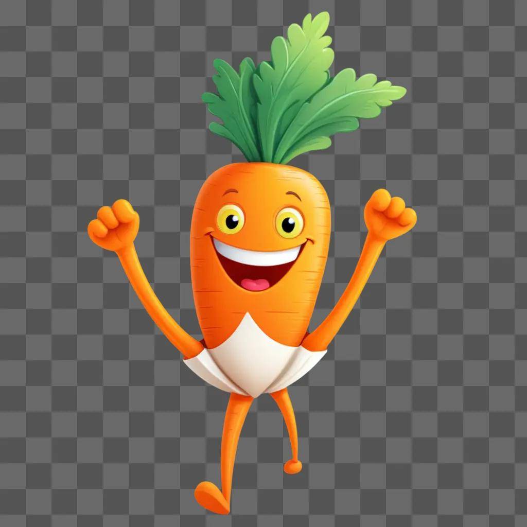 cartoon carrot is smiling with a happy expression