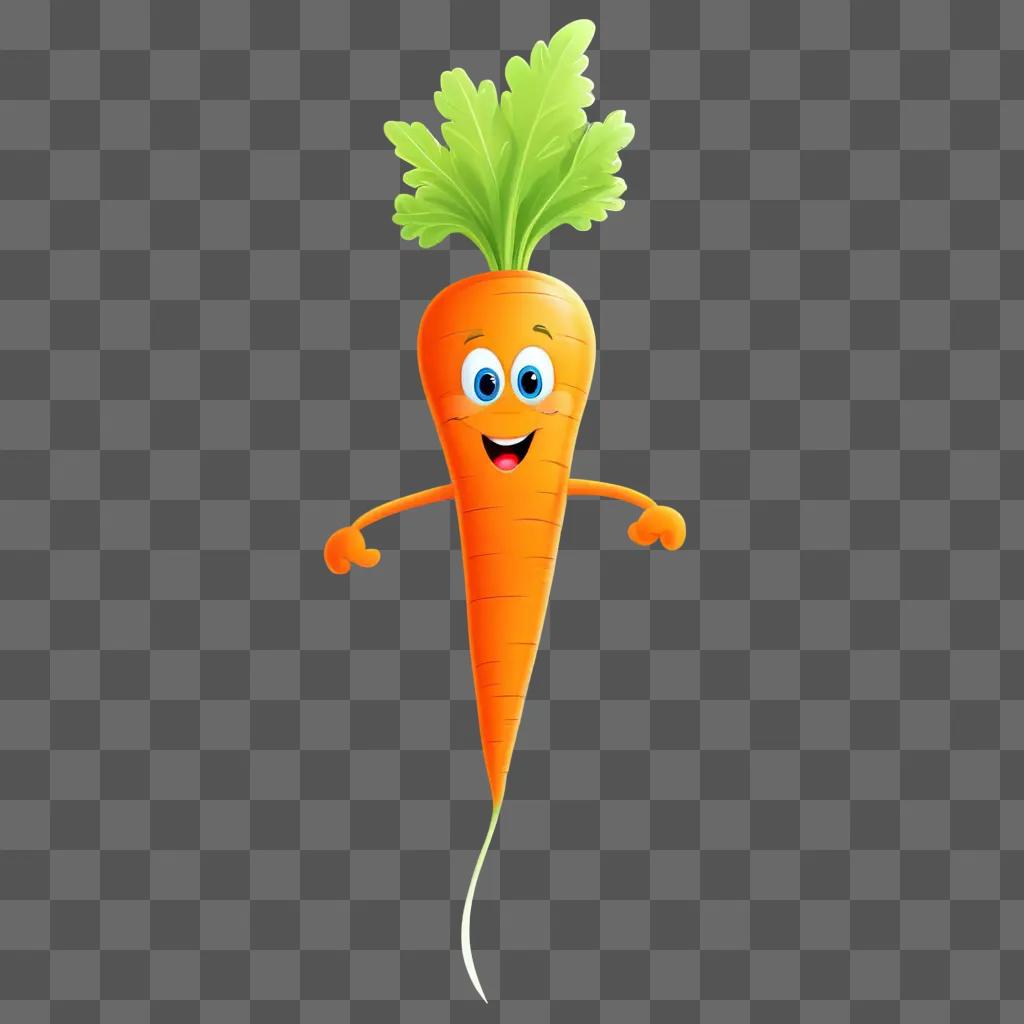 cartoon carrot with a happy face and long tail