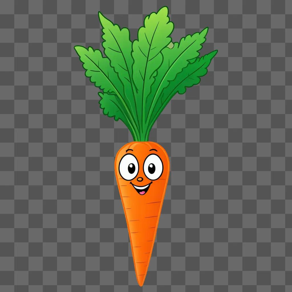 cartoon carrot with a smiling face on a green background