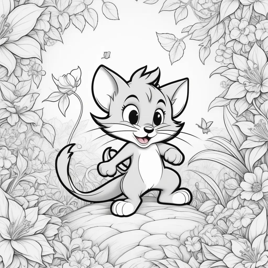 cartoon cat in a floral background