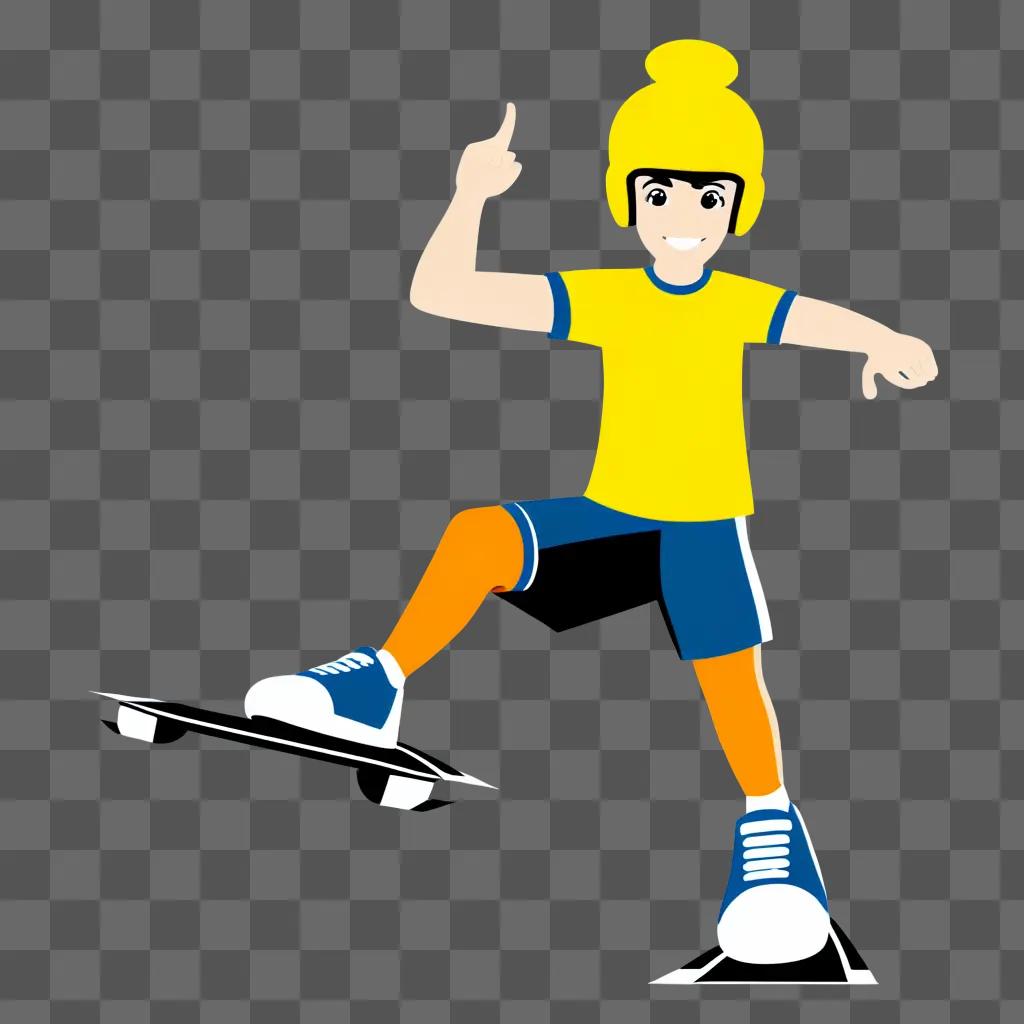 cartoon character on a skateboard in a track clipart