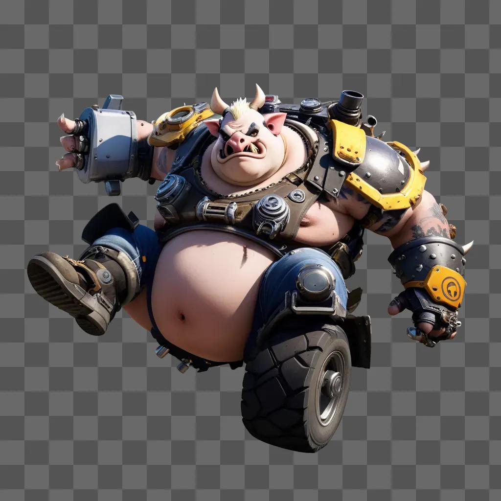 cartoon character wearing a suit with a roadhog logo