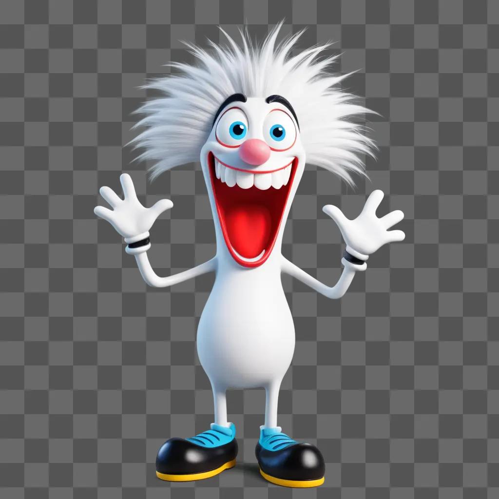 cartoon character with a big smile and tongue out