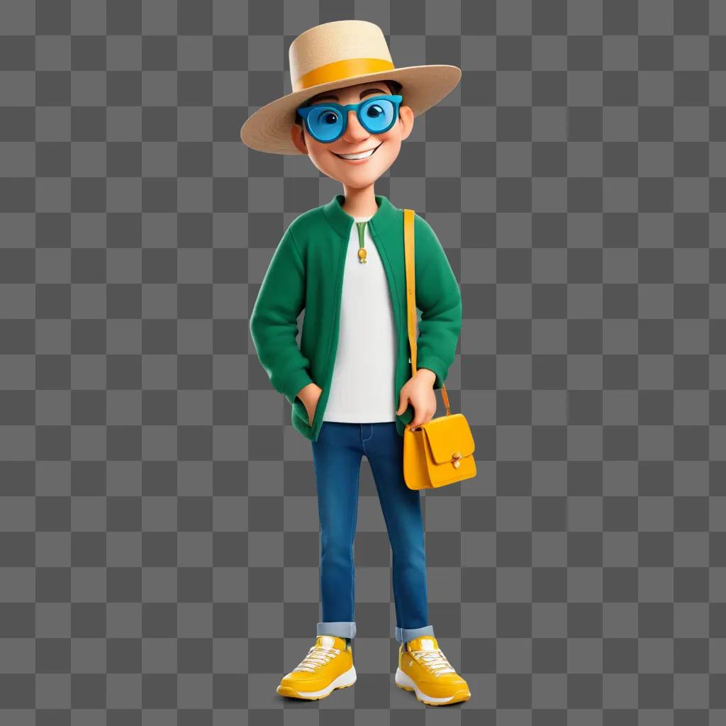 cartoon character with a hat, glasses, and sunglasses