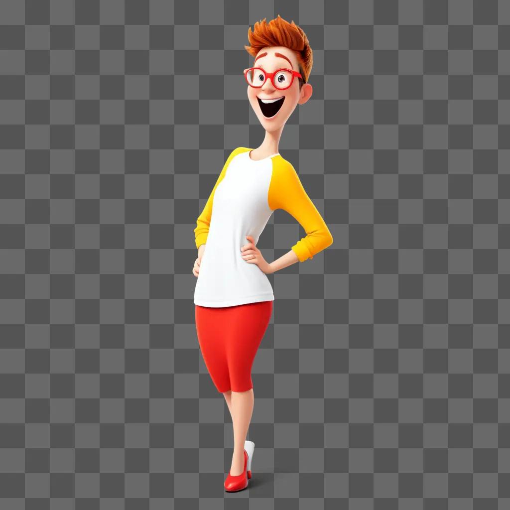 cartoon character with red hair and glasses