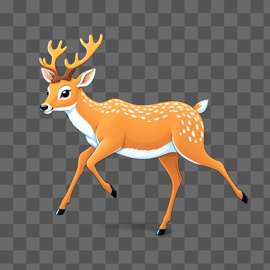 cartoon deer is running on a brown background