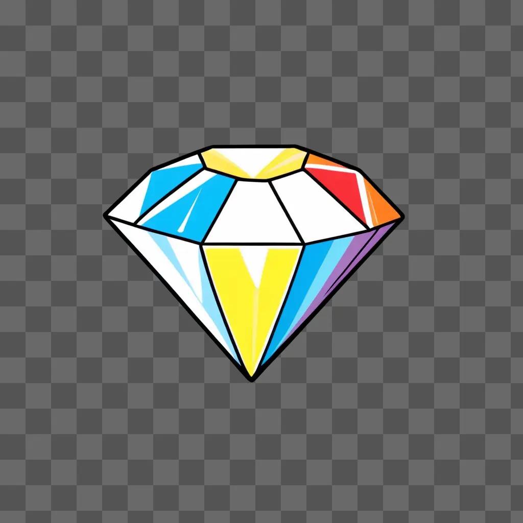 cartoon diamond drawing in a flat color style