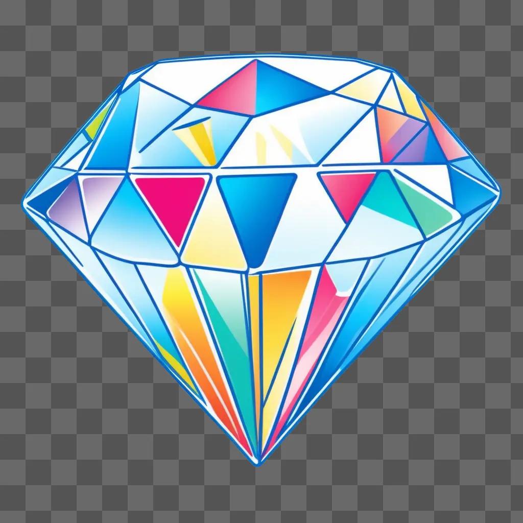 cartoon diamond drawing is a colorful, geometric design