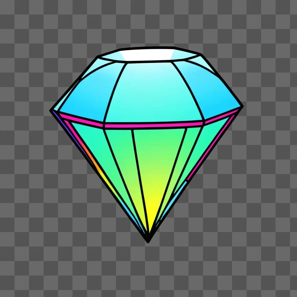 cartoon diamond drawing on a green background