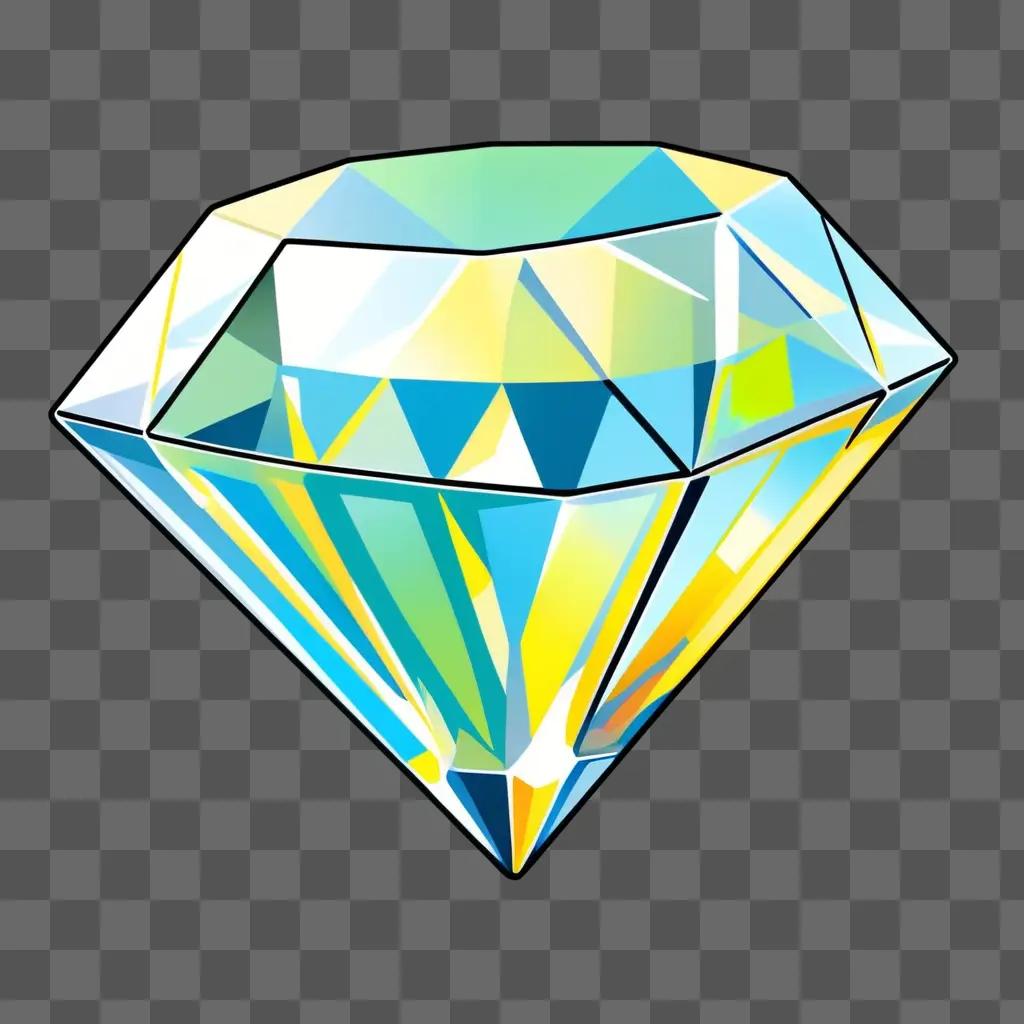 cartoon diamond drawing with a blue background