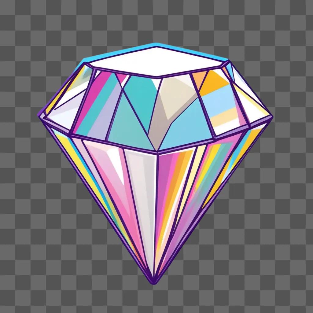 cartoon diamond is on a purple background