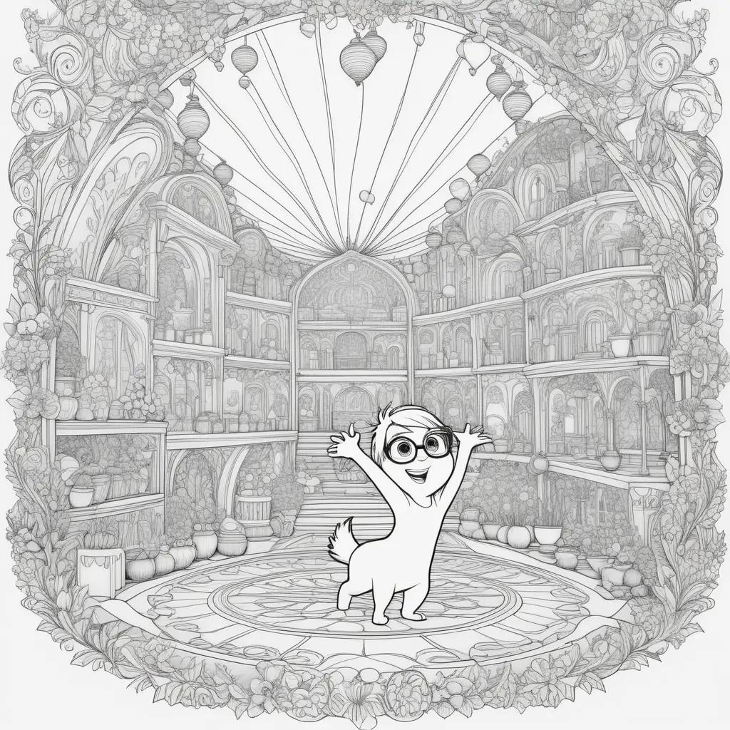 cartoon dog in an inside out coloring page