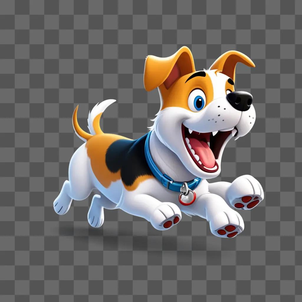 cartoon dog is running with its mouth open