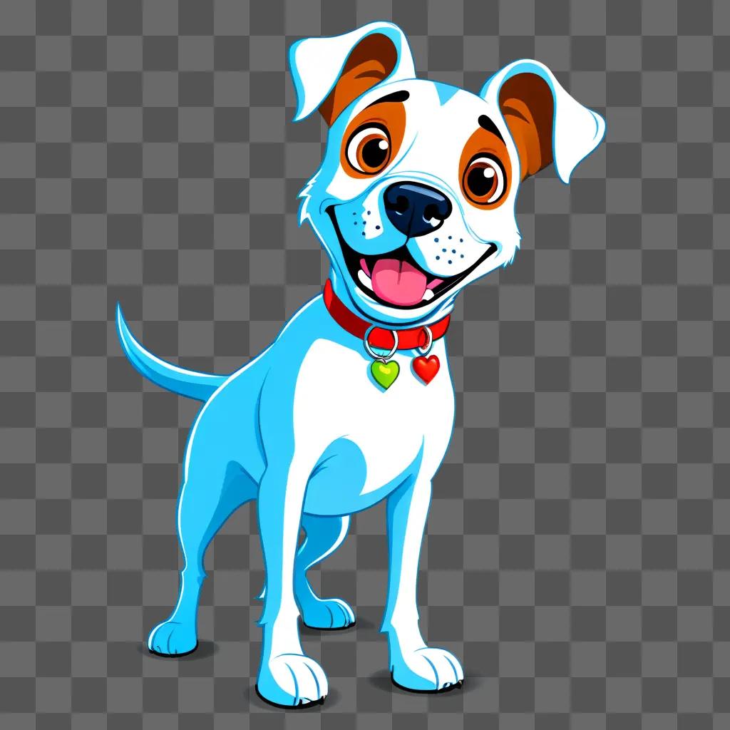 cartoon dog with a heart collar