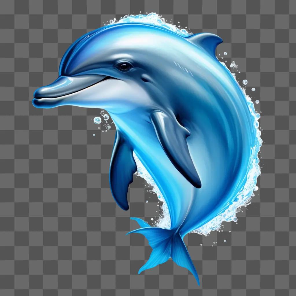 cartoon dolphin jumps in the water