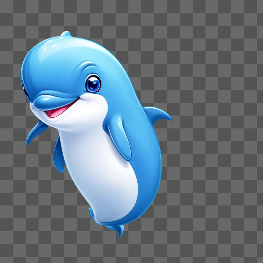 cartoon dolphin with a blue face and blue body