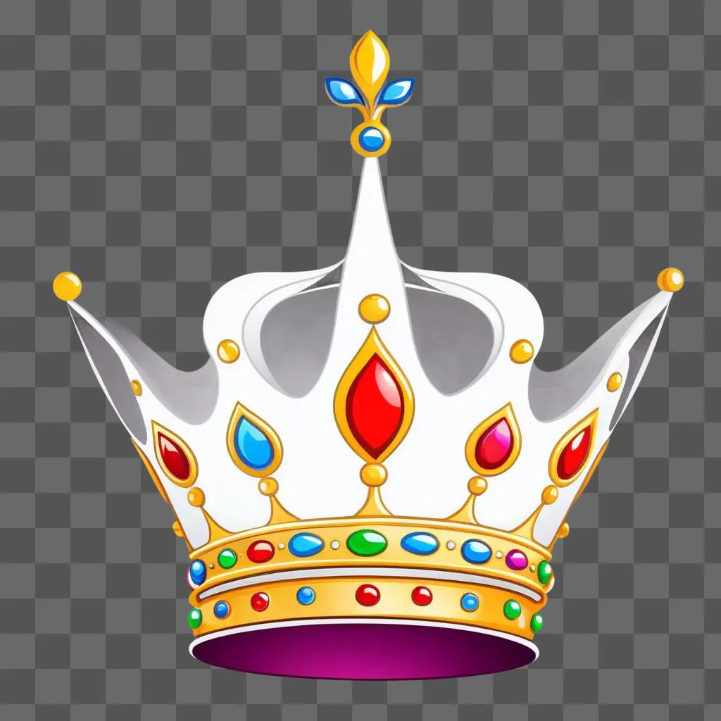 cartoon drawing of a crown with colorful gemstones