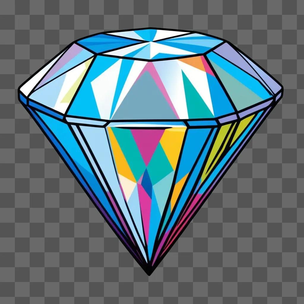 cartoon drawing of a diamond with colorful sides