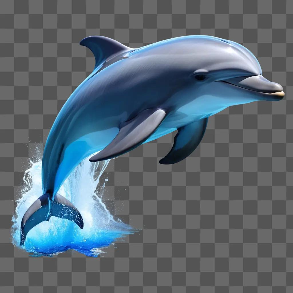 cartoon drawing of a dolphin in the ocean