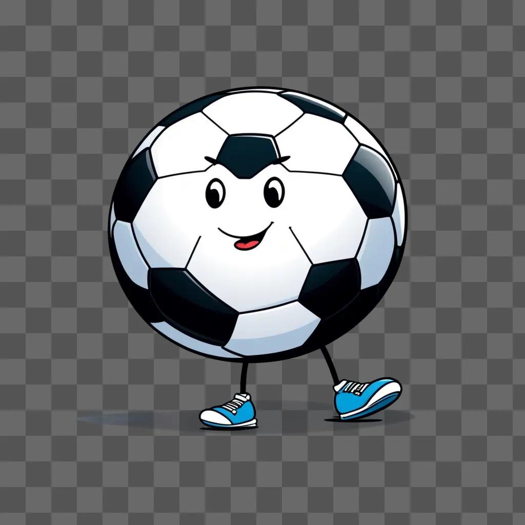 cartoon drawing of a soccer ball with a face