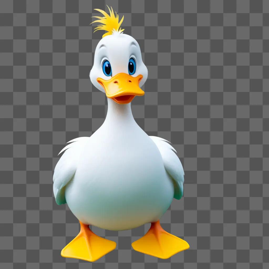 cartoon duck drawing for kids with yellow beak and feet