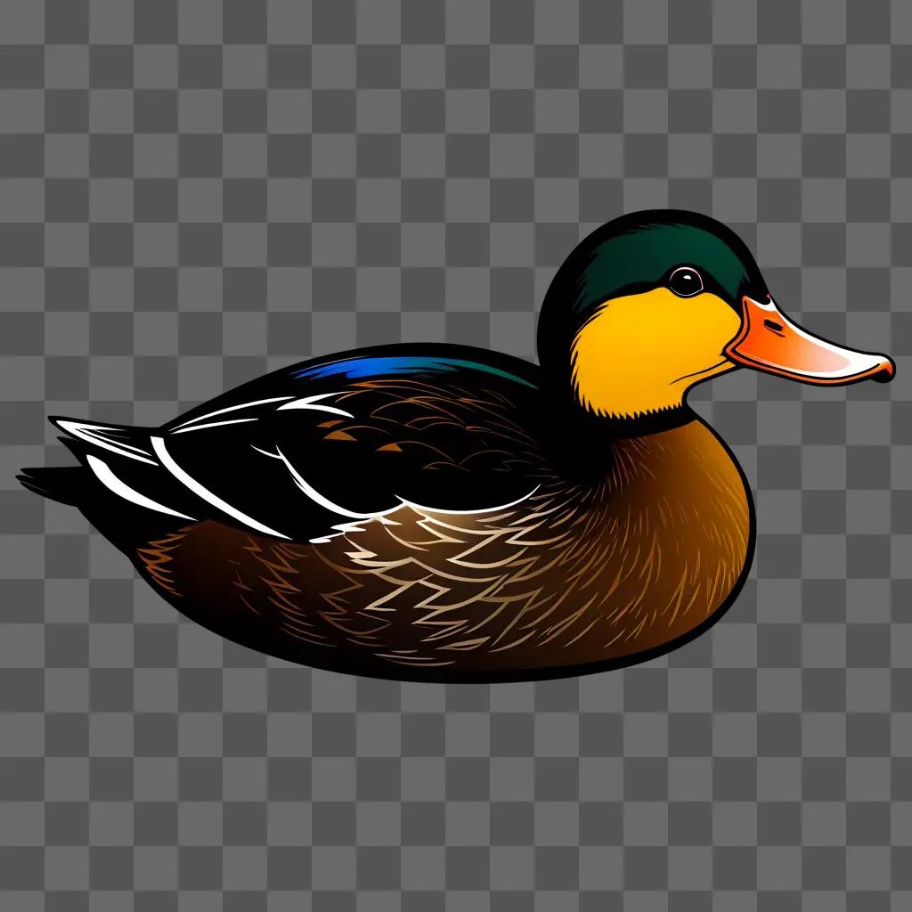 cartoon duck in a black background