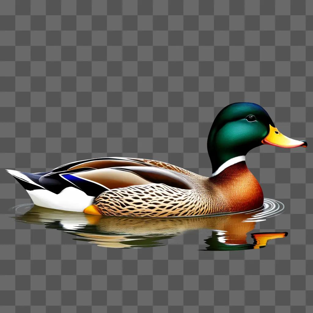 cartoon duck swims through water with a blue background