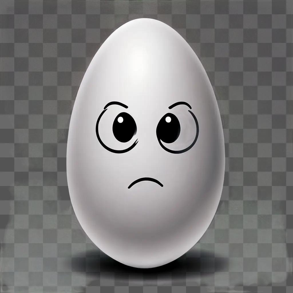 cartoon egg drawing A white egg with black eyes and a frown