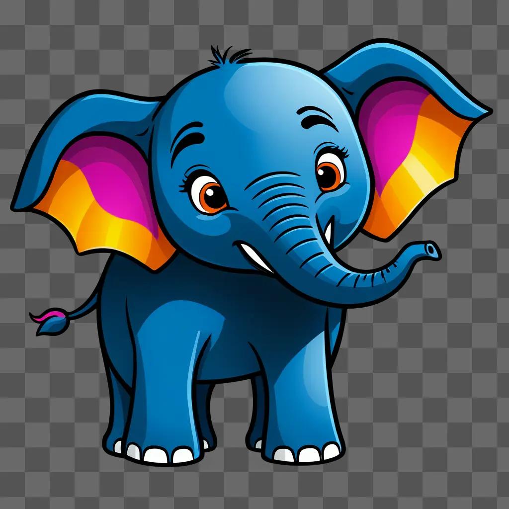 cartoon elephant with a blue body and pink ears