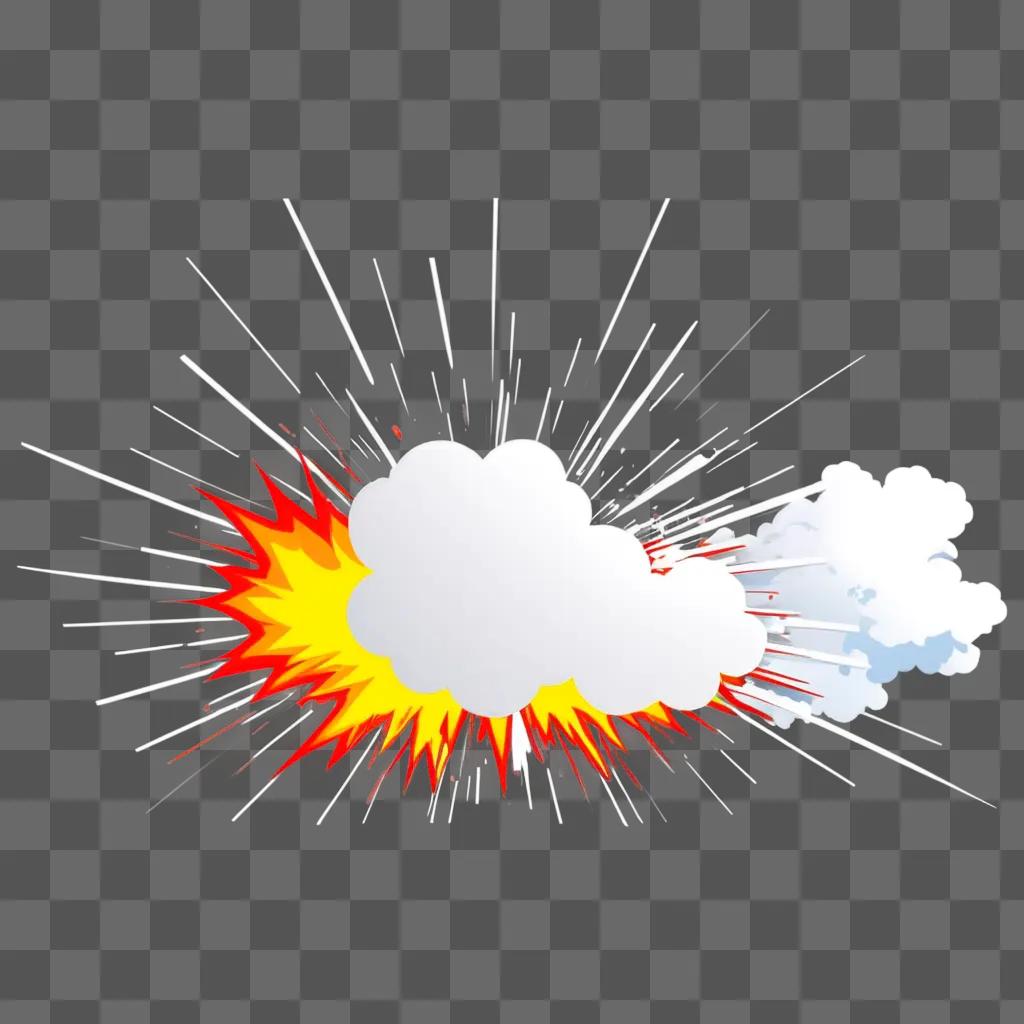 cartoon explosion with a white cloud