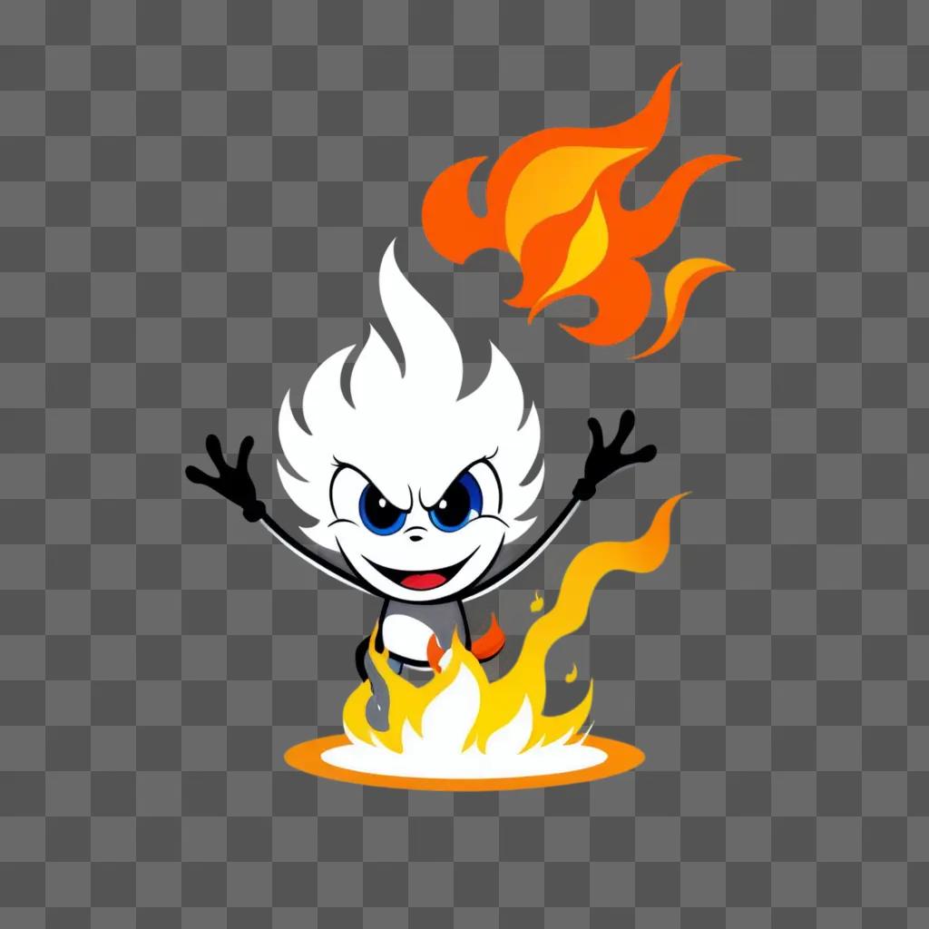 cartoon fire breathing creature with white flames