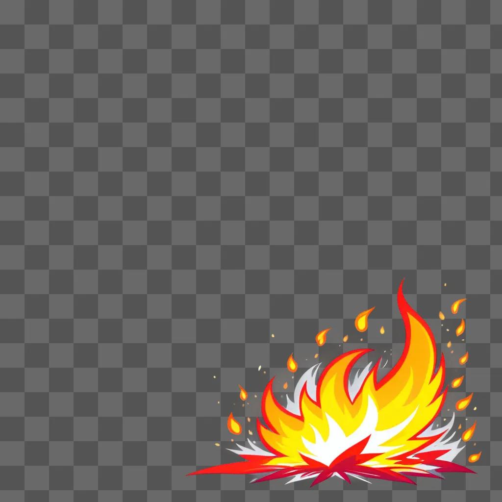 cartoon fire explodes on an orange background