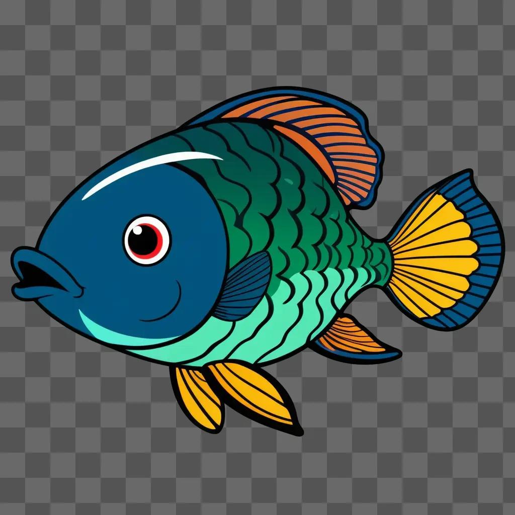 cartoon fish drawing is a fun and colorful illustration of a fish