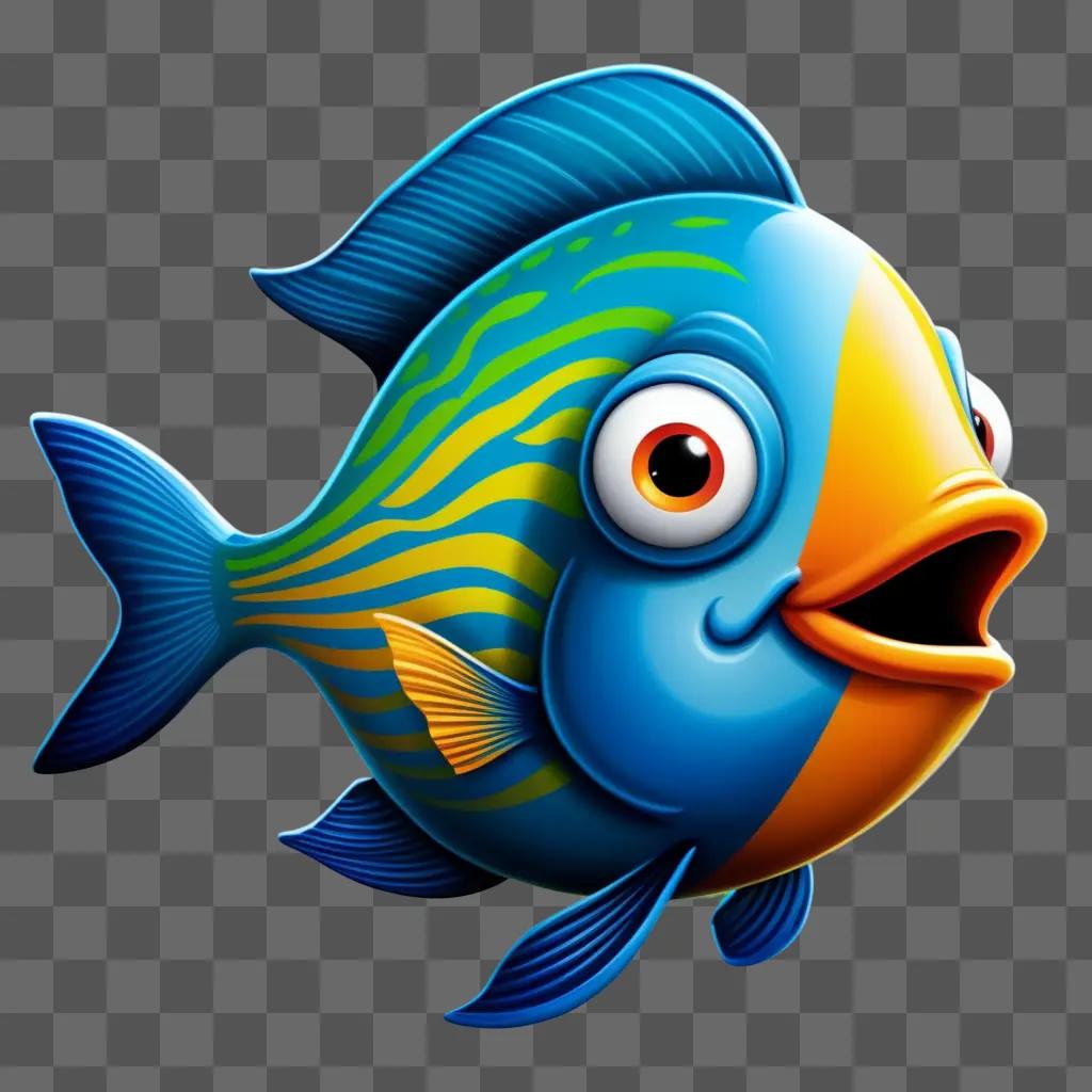 cartoon fish drawing is colorful and cute