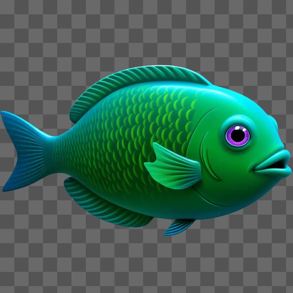 cartoon fish drawing with a blue eye and purple body