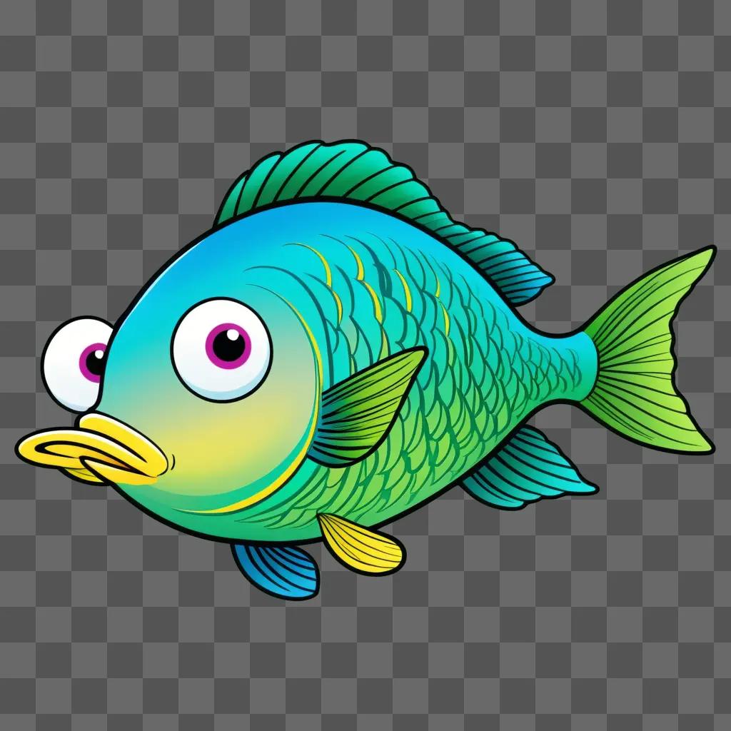 cartoon fish with big eyes and yellow fins