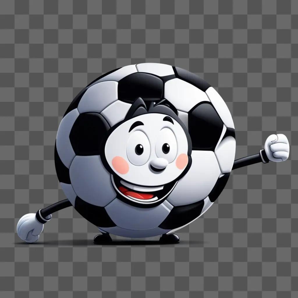 cartoon football ball with a smiling face and thumbs up