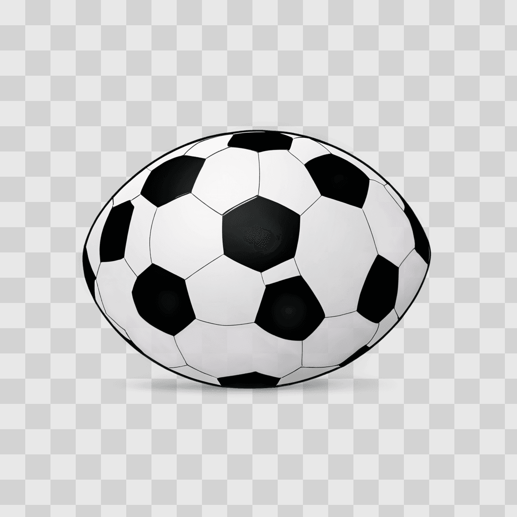 cartoon football drawing A black and white soccer ball against a gray background